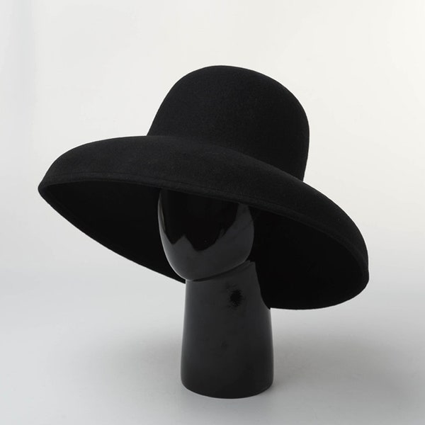 Retro-Mode Bowler Hut mit großen Kappe Krempe Wolle Hut Bühne zeigen konkav Form Filz Hut Wollmütze