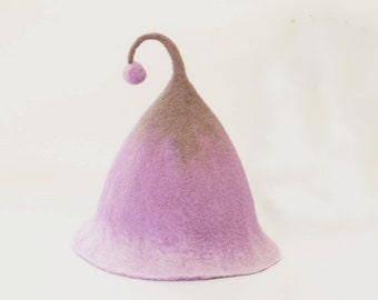 Hand-made wool wet felt elf hat Witch hat wizard magic hat- wizard wool Felt tall pointed hat felt cap Manual felt hat handmade felt hat