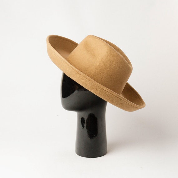 Large Hats for Men Woolen Top Hat Jazz Hat Retro Black Edging Woolen Hat  Flat Brim Sunshade Big Brim Hat Bucket Hat