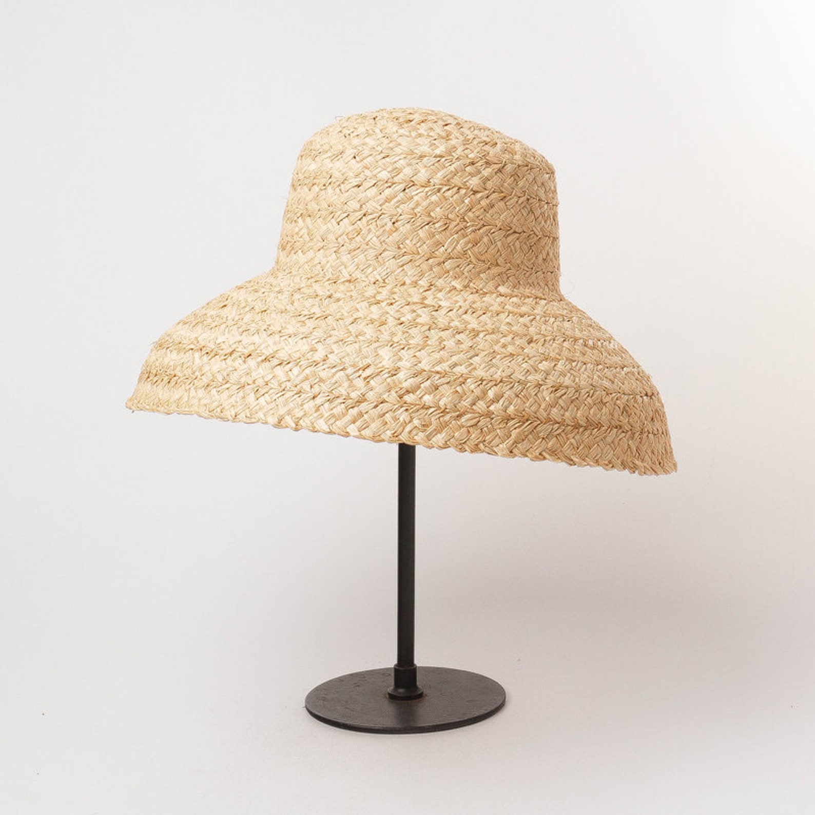 Flat Top Hanging Brim Hand-braided Lafite Hat for Ladies | Etsy