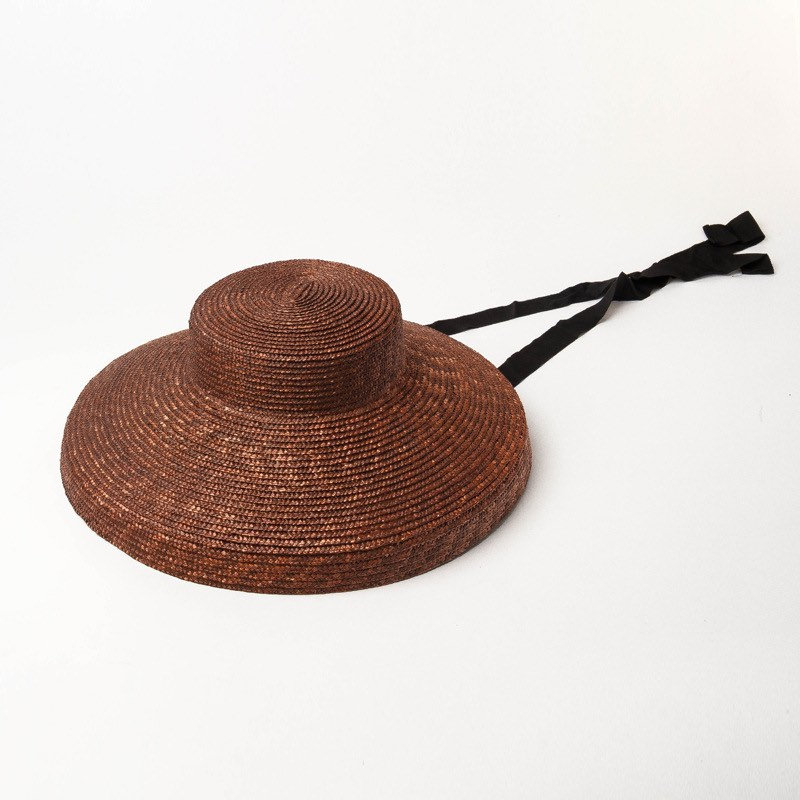 Spring and summer new retro flat hat with large brim straw hat