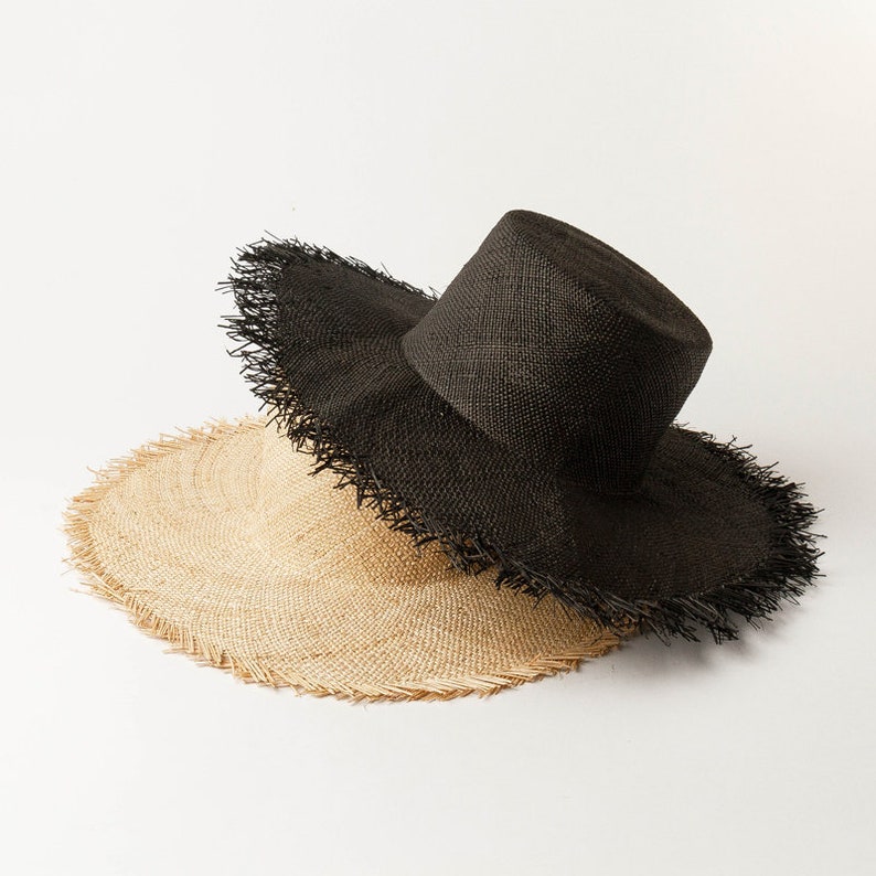 Simple and fashionable high flat top with large eaves grinding-edge bauble straw hat outdoor sunshade with large brim flat top straw hat