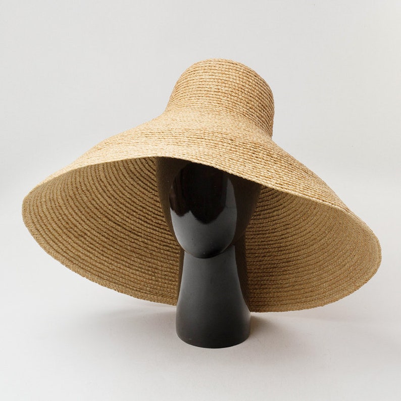 Lafite straw hat with cone-shaped visor and large brim for outdoor sun protection image 9