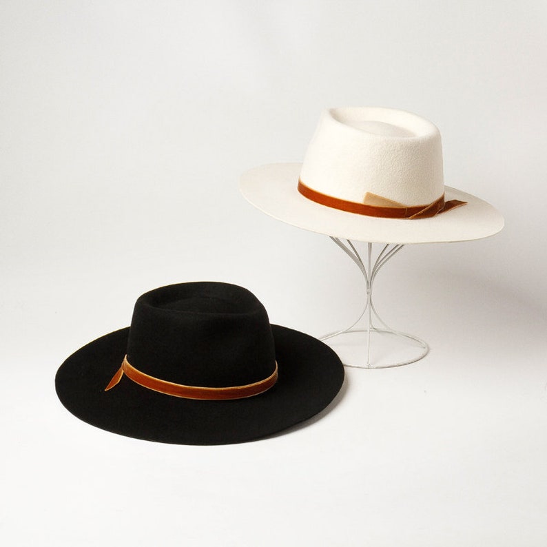 Velvet trim with fine wool jazz hat casual fashion felt jazz Etsy