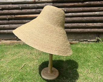 Conical large brim raffi straw hat outdoor sun protection stage catwalk large brim straw hat