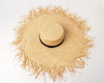 Woven ribbon decorative frieze flat top big eaves raffie straw hat shade holiday along the raffie straw hat