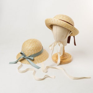 Children's bow tie with straw straw fisherman's hat outdoor summer tourism sunshade straw hat