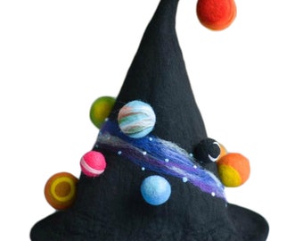 Hand-made woollen felt hat Halloween Costume Hat. . Wizard Hat. Fantasy Hat. Cosplay Hat witch hat Handmade hats