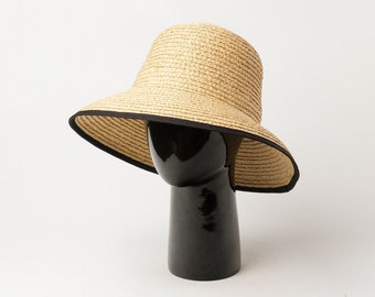 Simple light body lady lafite large eaves straw hat outdoor beach sun protection straw basin hat