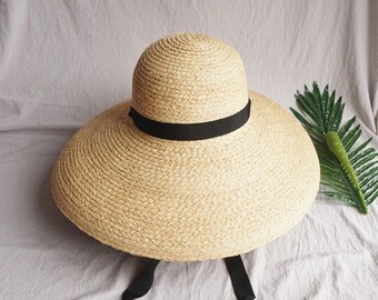 Vintage lafite grass big brim holiday beach straw hat trade original single beach