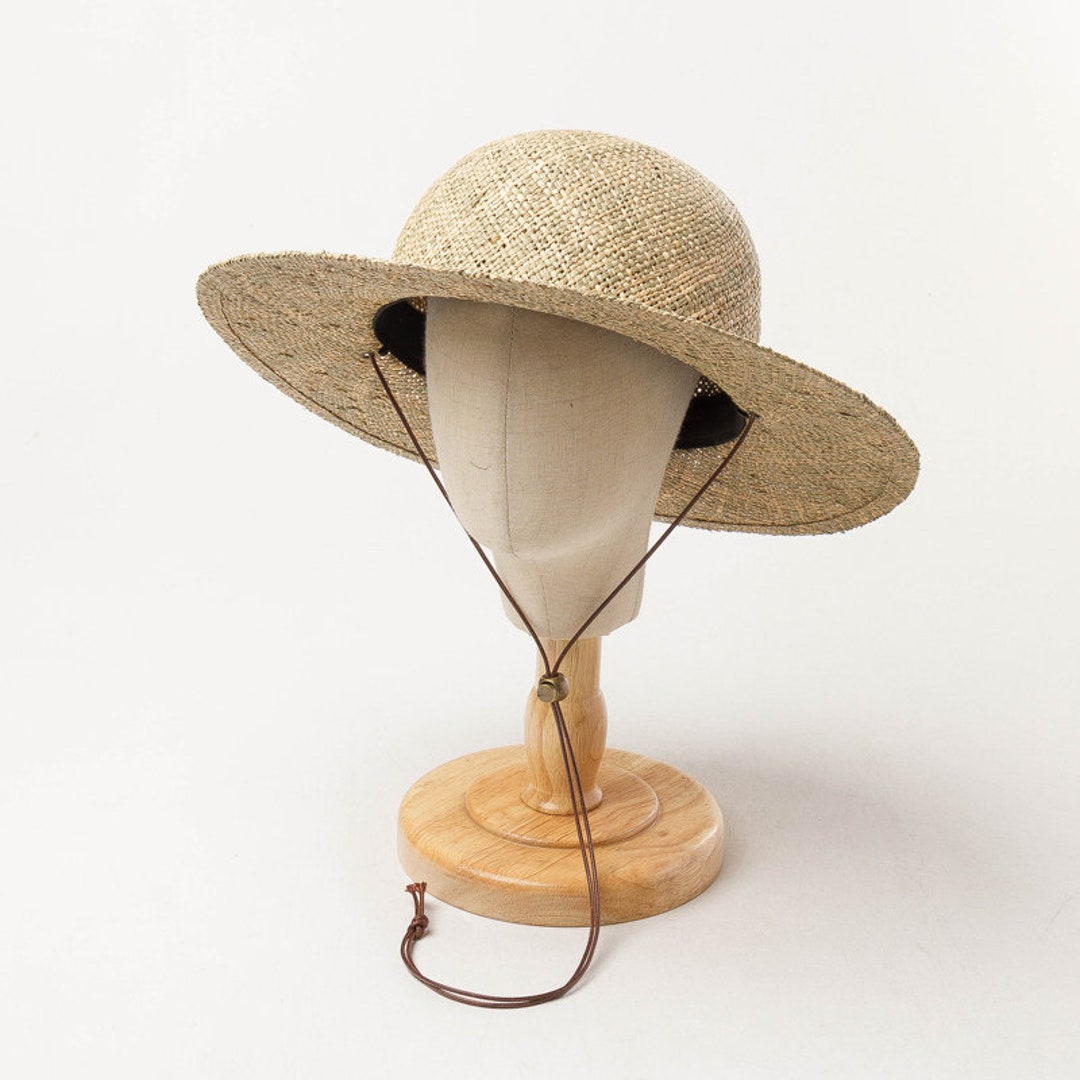 Children's Domed Wide Brim With Wind Rope Papyrus Straw Hat Outdoor ...