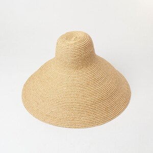 Lafite straw hat with cone-shaped visor and large brim for outdoor sun protection image 3
