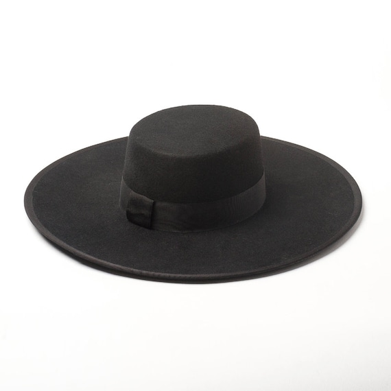 Simple Package Edge Fine Wool Wool Flat Top Hat With Big Brim