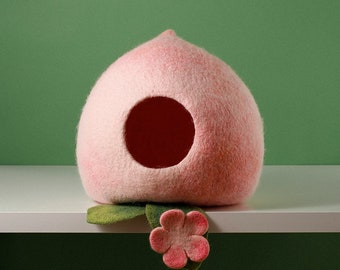 Pet Houses  Handmade peach cat nest pure wool semi-enclosed cleanable felted cat nest Cat delivery room production room