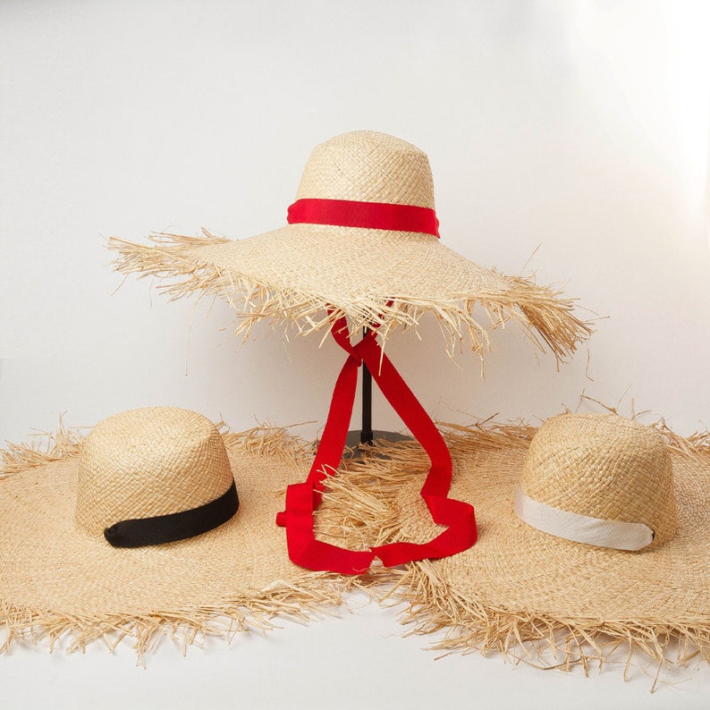 Hand-knitted Cupola With Braid and Lace Raffia Straw Hat | Etsy