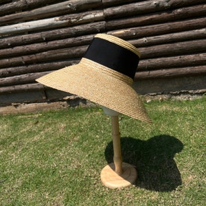 straw hat with flat roof and large eaves basin Beach hat