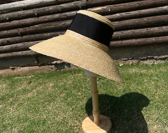 straw hat with flat roof and large eaves basin Beach hat