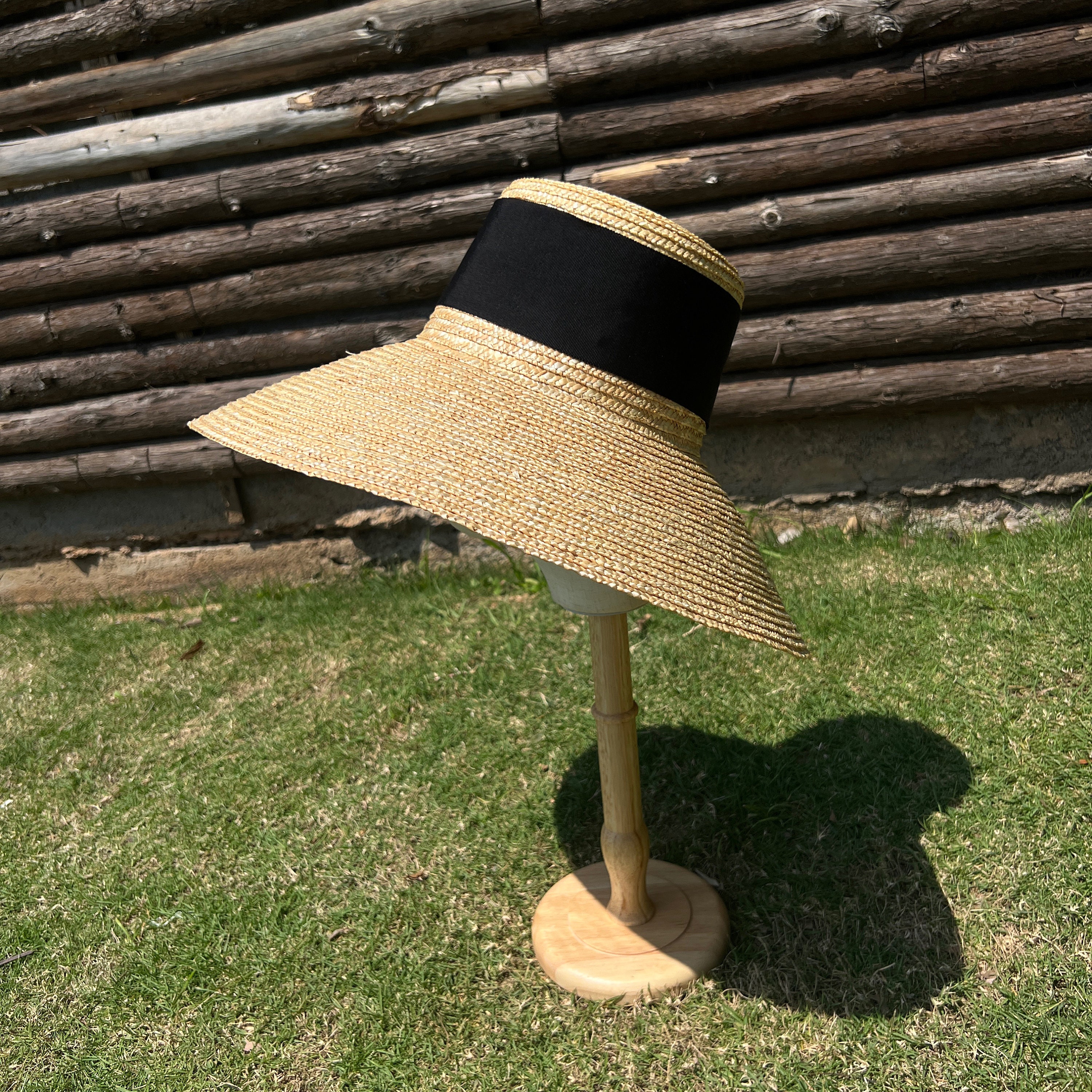Straw Hat With Flat Roof and Large Eaves Basin Beach Hat - Etsy