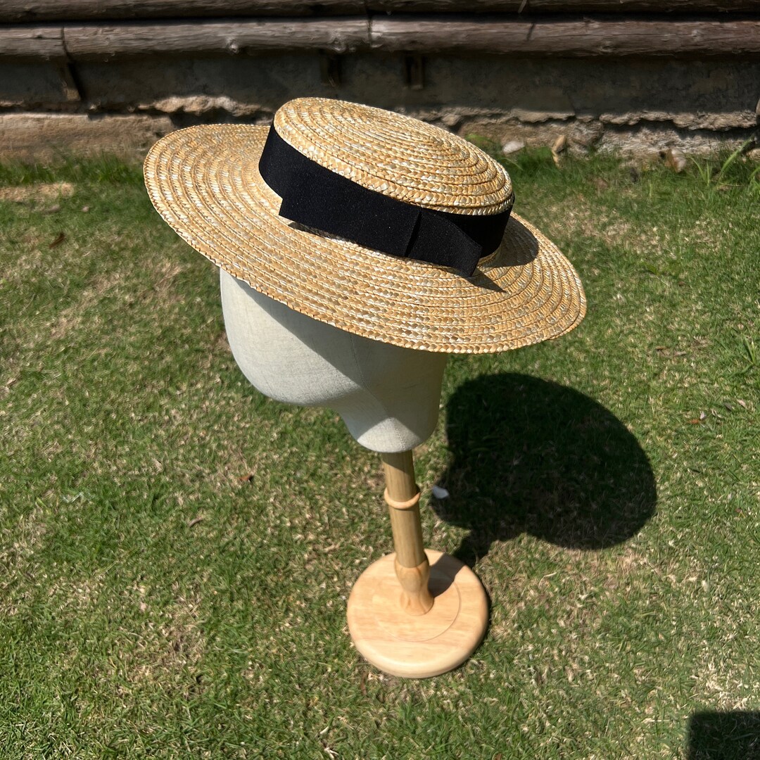 Vintage Straw Hat‎ Pale Yellow/Wheat Felt Bow Woven il_1080xN.6911580426_5e9b.jpg main image 3