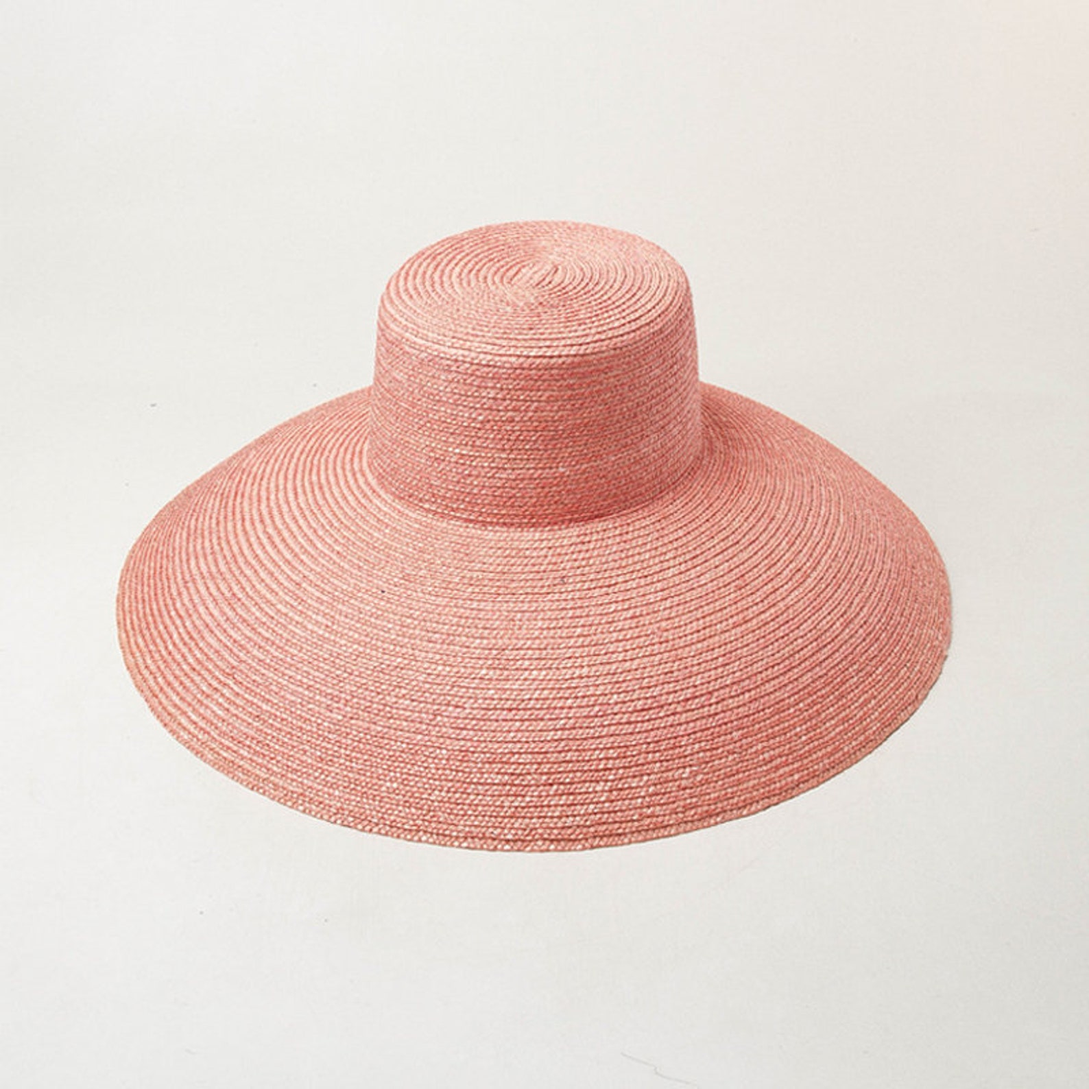 Dyed straw straw hat with flat top hanging large brim Outdoor Etsy
