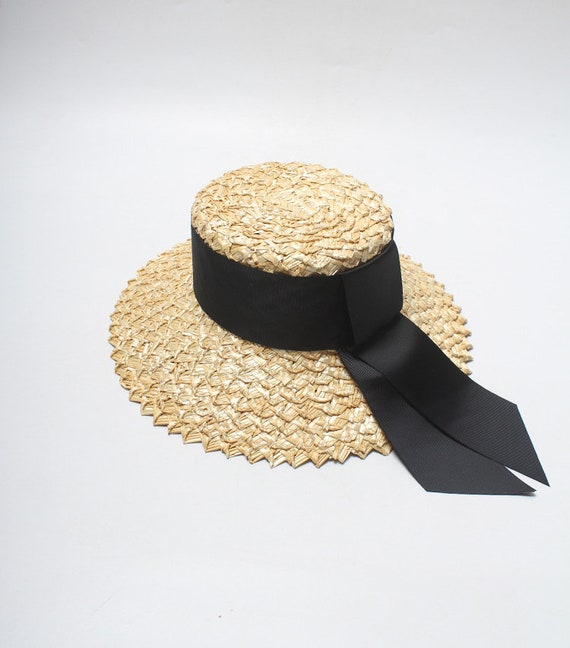 straw hat women on holiday wind Black ribbon sunshade hat fashion sunblock hats