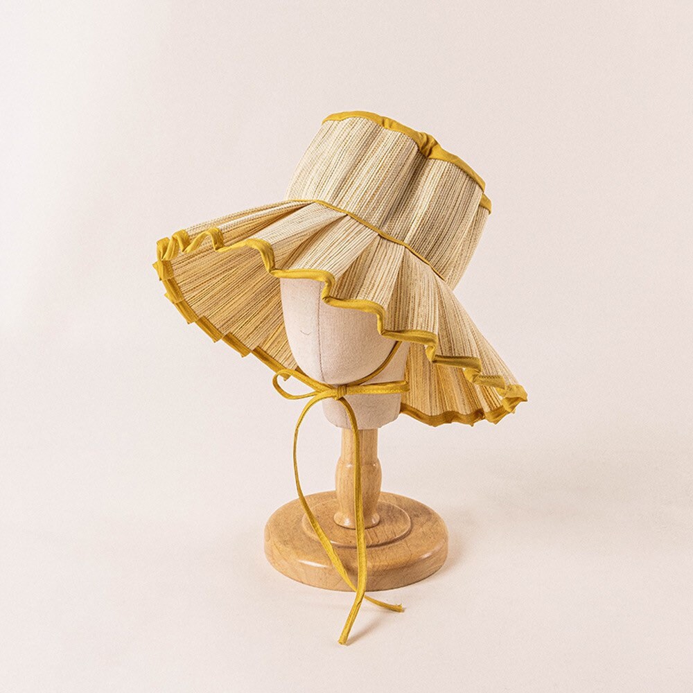 Foldable Pleated Straw Hat Outdoor 