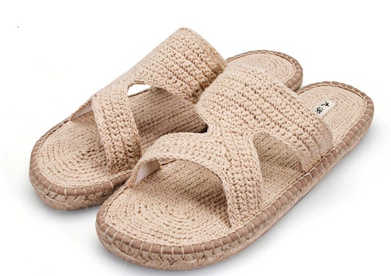 Huishoudelijke schoenen Hand Gehaakte Zomer slippers gebreide - Etsy  Nederland