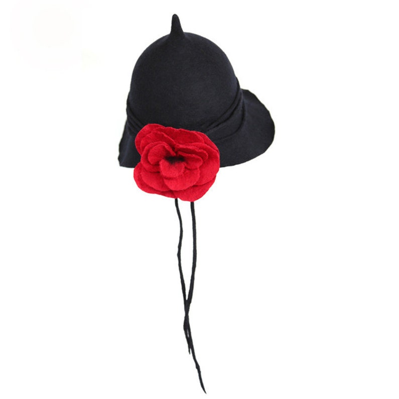 Wool Felt Dance Skirt Hat Black Top Hat Creative Ladies Hat Etsy