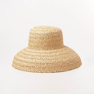 Flat Top, Hanging Brim, Hand-braided Lafite Hat for Ladies, Outdoor Sun ...
