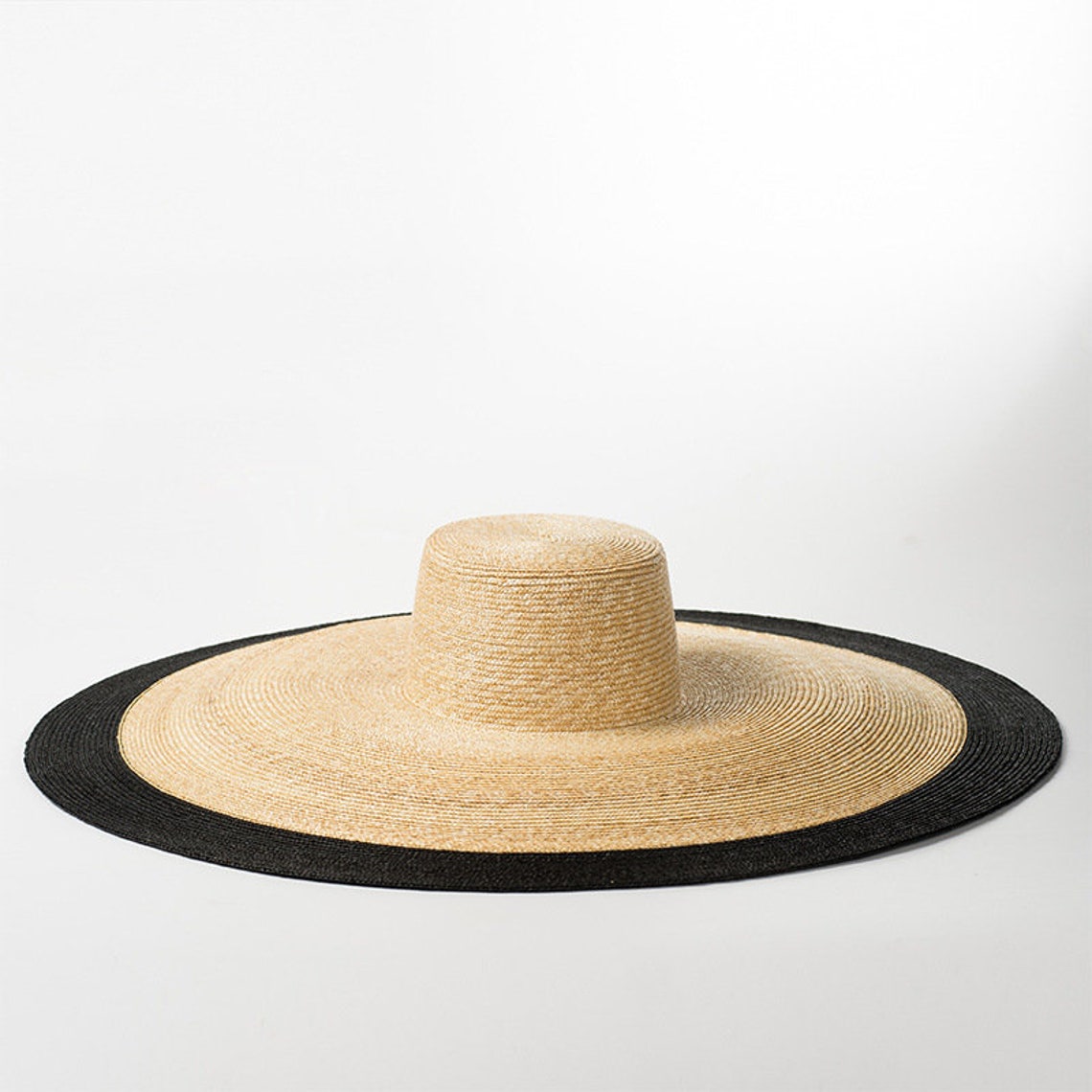 Large Hat Eaves Patchwork Fine Straw Straw Straw Hat Stage Etsy