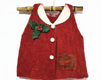 Newborn children handmade wool felt vest clothes Christmas suit custom