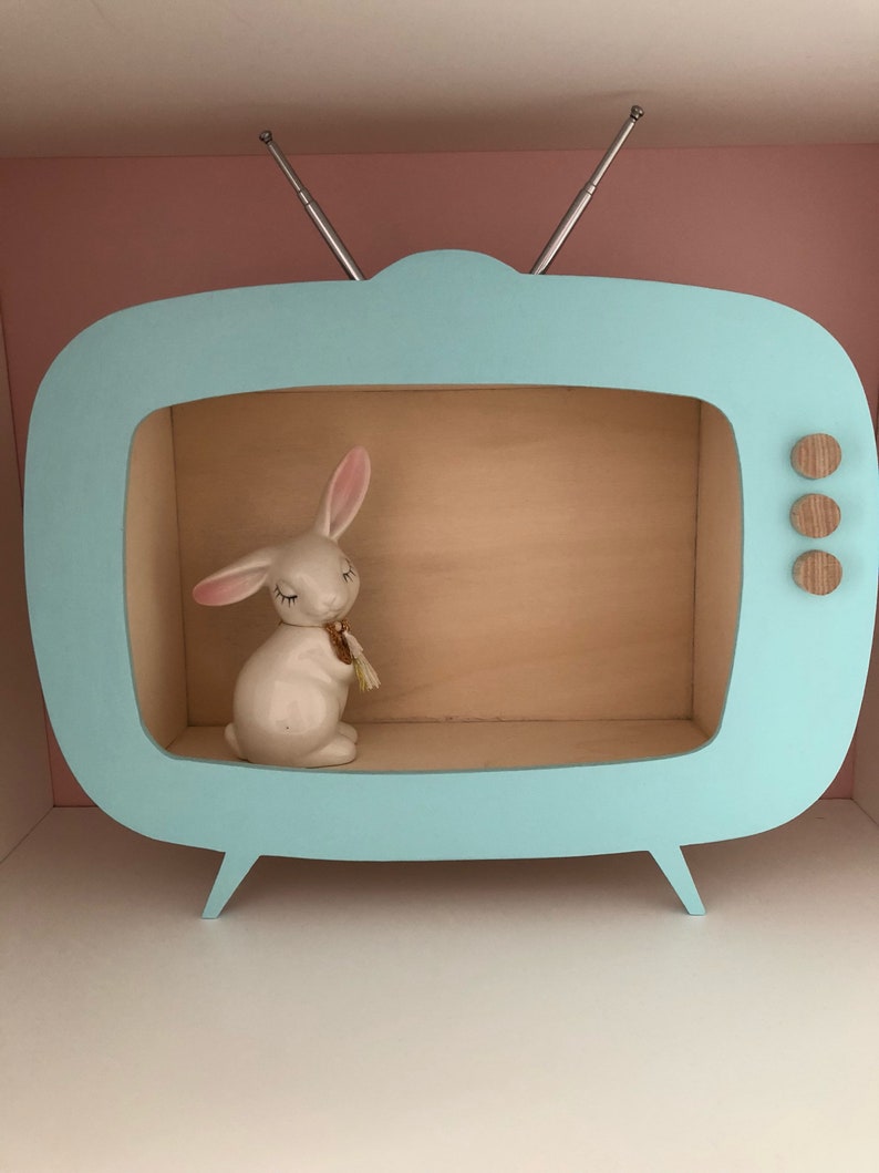 Étagère Télé vintage en bois, décoration murale pour chambre d'enfant, Grand Modèle. image 6