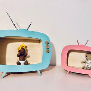 Étagère Télé vintage en bois, décoration murale pour chambre d'enfant, Grand Modèle. image 7