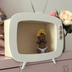 Étagère Télé vintage en bois, décoration murale pour chambre d'enfant, Grand Modèle. image 3