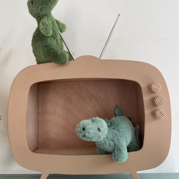 Étagère Télé vintage en bois, décoration murale pour chambre d'enfant, Grand Modèle.