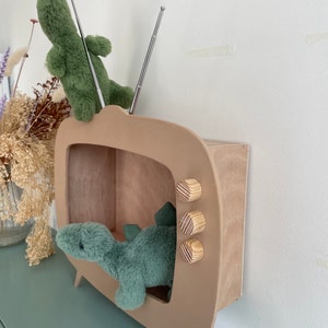 Étagère Télé vintage en bois, décoration murale pour chambre d'enfant, Grand Modèle. image 2