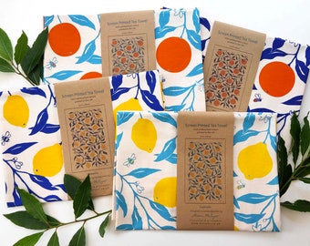 Torchon - Oranges et citrons - coton sérigraphié