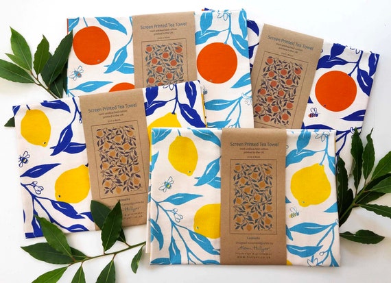 Tea Towel - Oranges and Lemons - screen-printed cotton