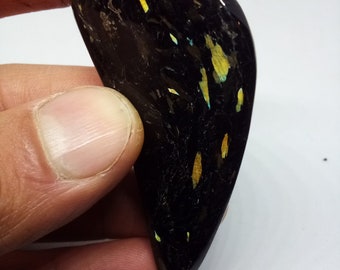rare collector unique fire pattern greenland nuummite - #720 - handmade polished - closed mine - crypto accepted