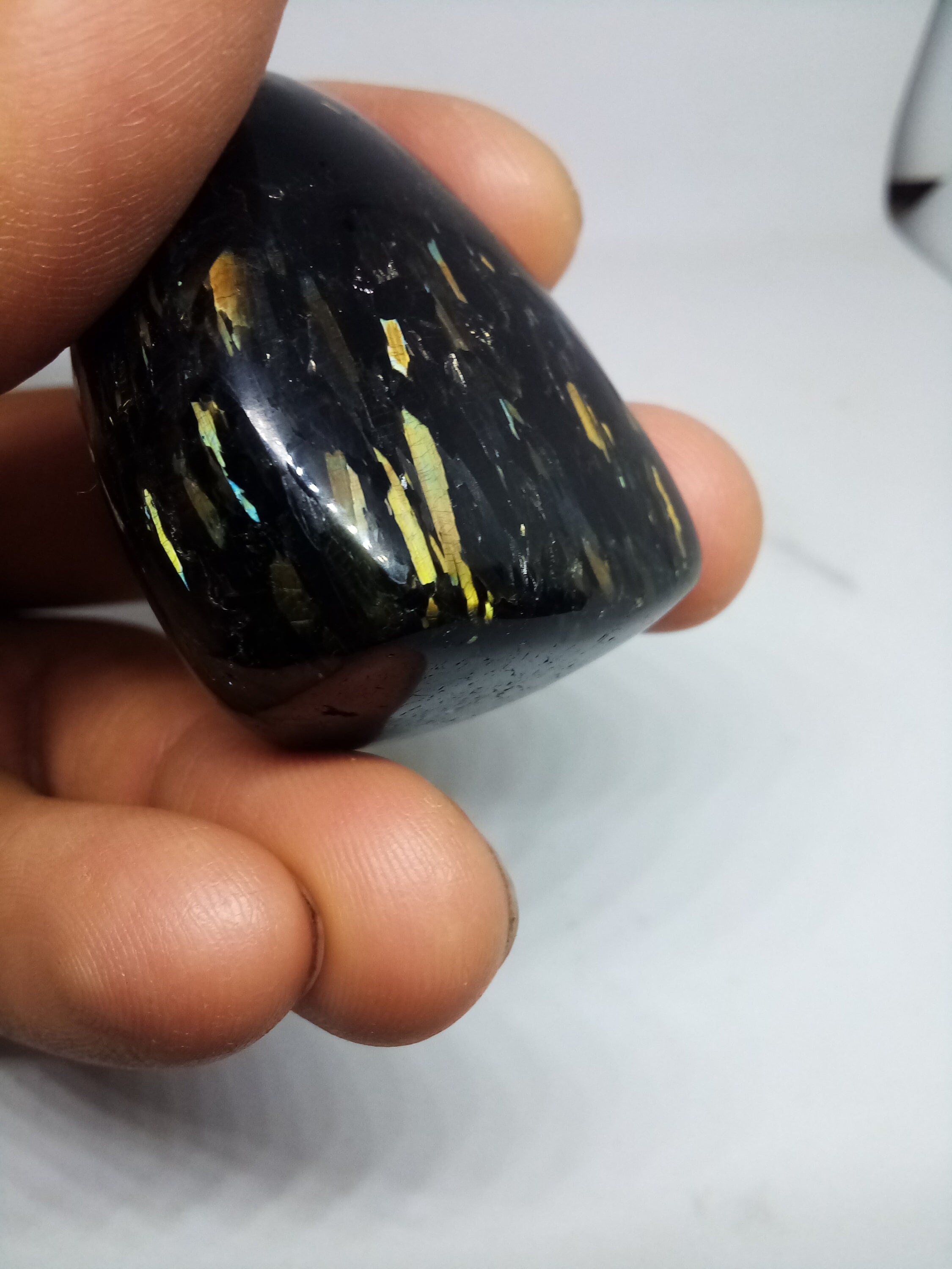 103grs rare collector unique fire pattern greenland nuummite - #925 - handmade polished - closed mine - crypto accepted