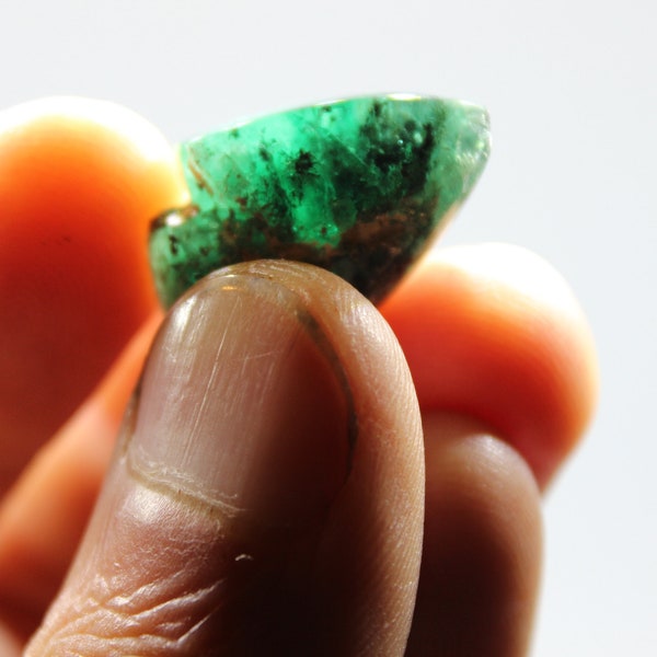 half polished emerald from Madagascar - emerald - rough mineral