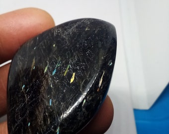 rare collector unique fire pattern greenland nuummite - #756 - handmade polished - closed mine - crypto accepted