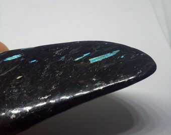 collector unique blue fire pattern greenland nuummite - #702 - handmade polished - closed mine - crypto accepted