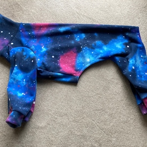 Cosy, galaxy fleece pjs for medium greyhound