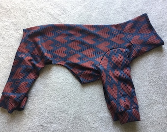 Ready to post - Love heart, cotton jacquard onesie for m/l whippet