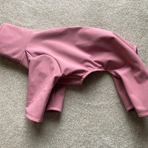 Pink waterproof, soft shell onesie for M Italian greyhound