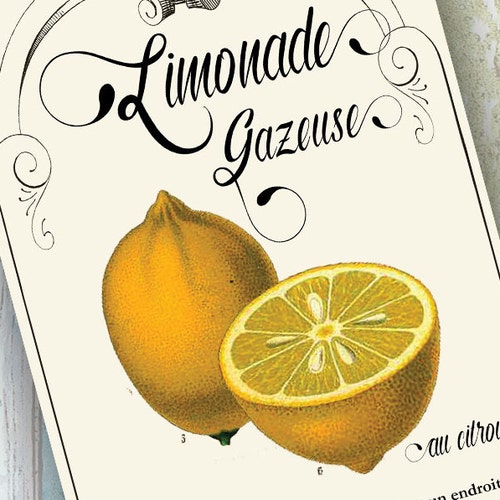 French Lemonade Vintage Sign Lemon Fruits Menu Kitchen Wall Etsy