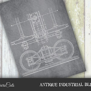 Victorian Industrial Blueprint Patent Art - Vintage Contraption Patent, Components Technical Diagram - Instant Digital Download