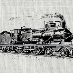 Jahrgang Zug Lokomotive Dampfmaschine Clipart - antike Dampf Zug Lok Digital druckbare Grafik - sofortiges Digital Download