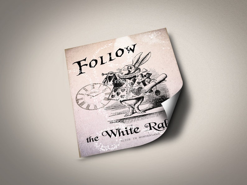 Alice in Wonderland Large Wall Art Follow the White Rabbit Etsy